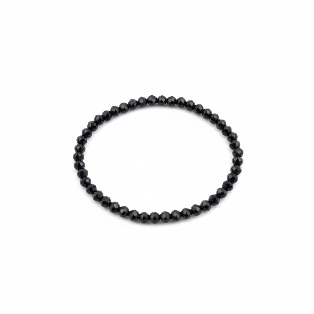 Pulsera facetada obsidiana negra 4mm fondo blanco