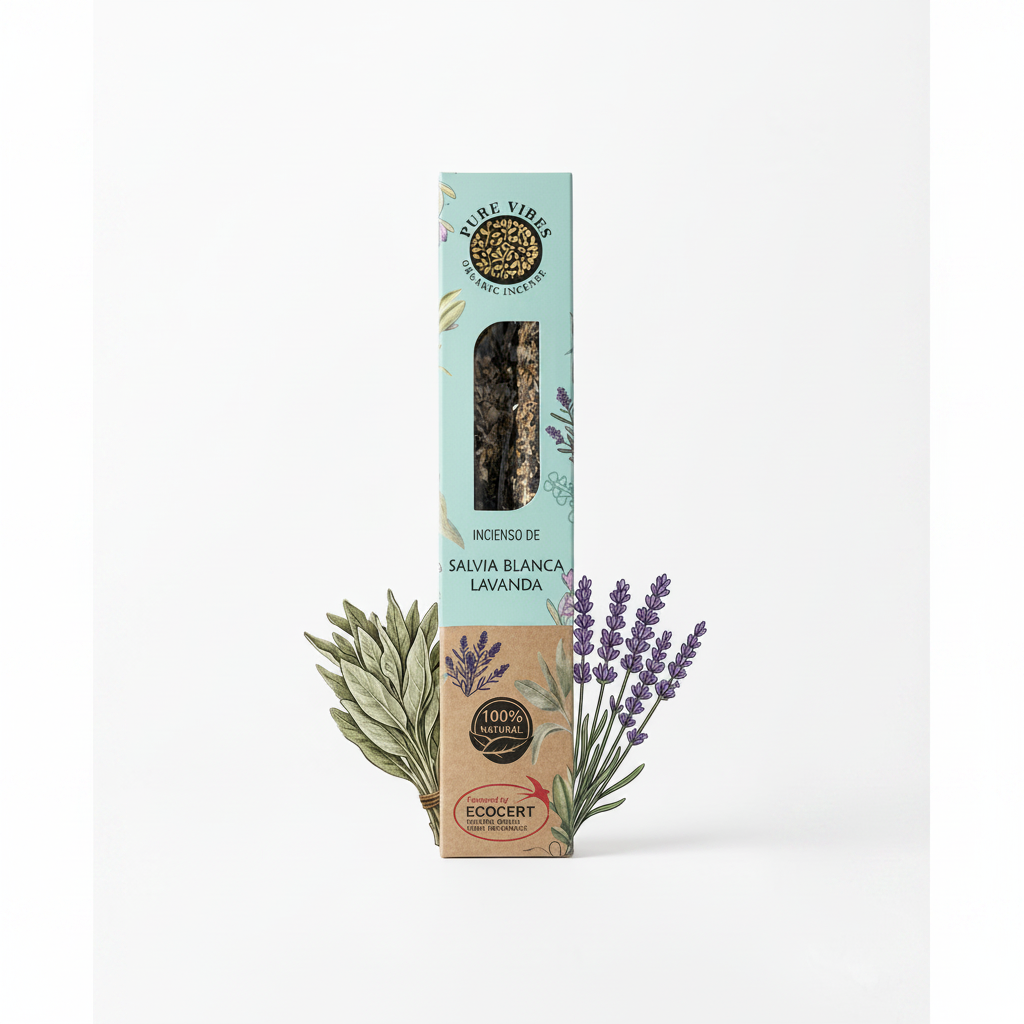 Incienso de Salvia Blanca y Lavanda Pure Vibes Organic Incense Ecocert