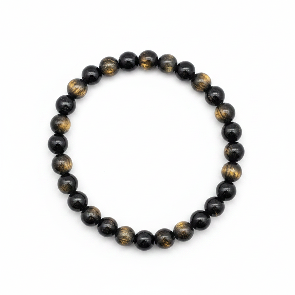 Pulsera Obsidiana Dorada 6mm