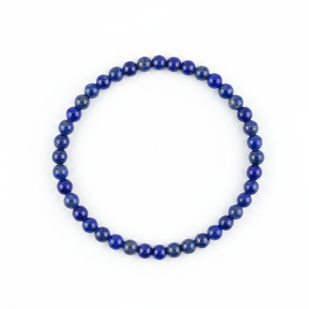 Pulsera Lapislázuli 4mm — azul intenso con destellos dorados