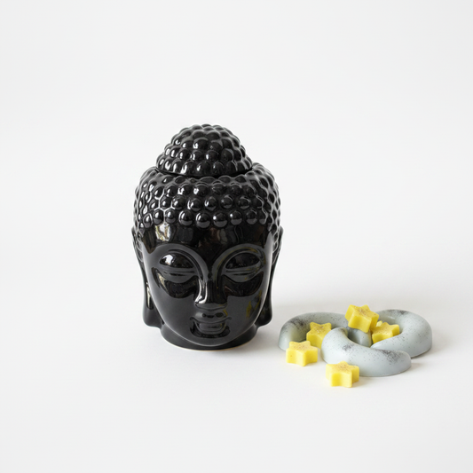 Quemador Buda negro con wax melts Astro & Alma