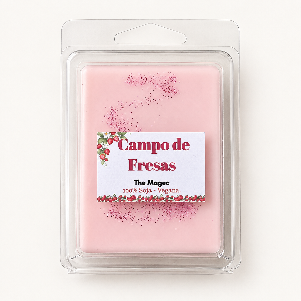 Tableta de Wax Campo de Fresas de The Magec en su envase transparente