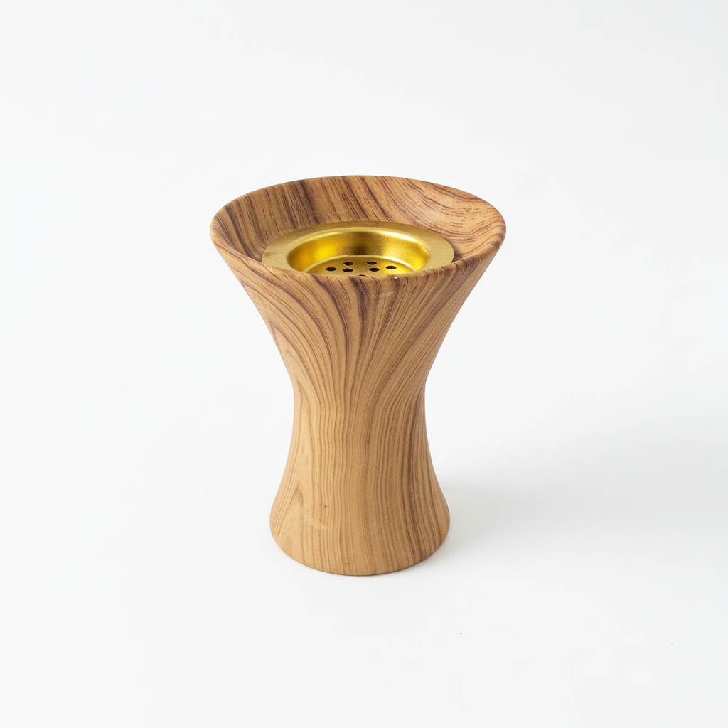 Quemador de cerámica imitación madera con rejilla dorada
