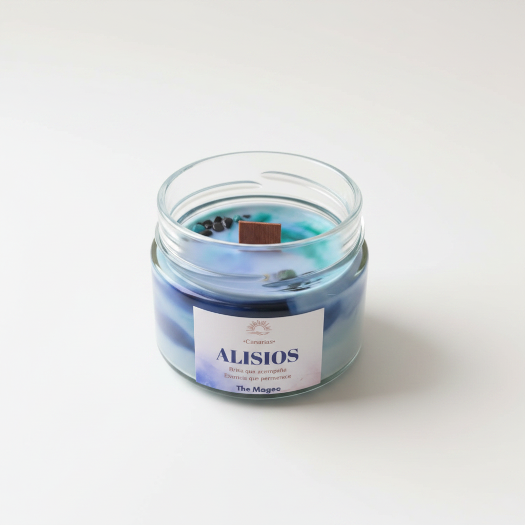 Alisios vela mini — vista superior con ónix y turquesa