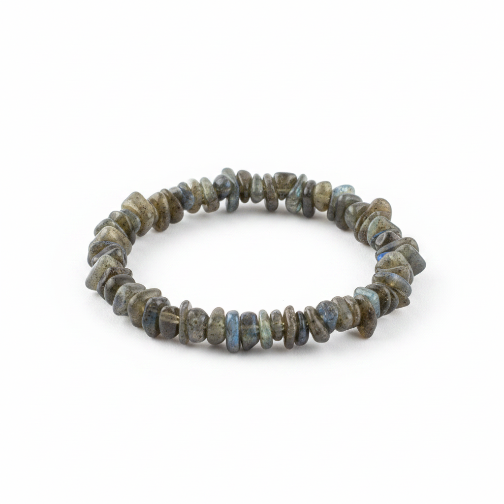 Pulsera chips labradorita fondo blanco