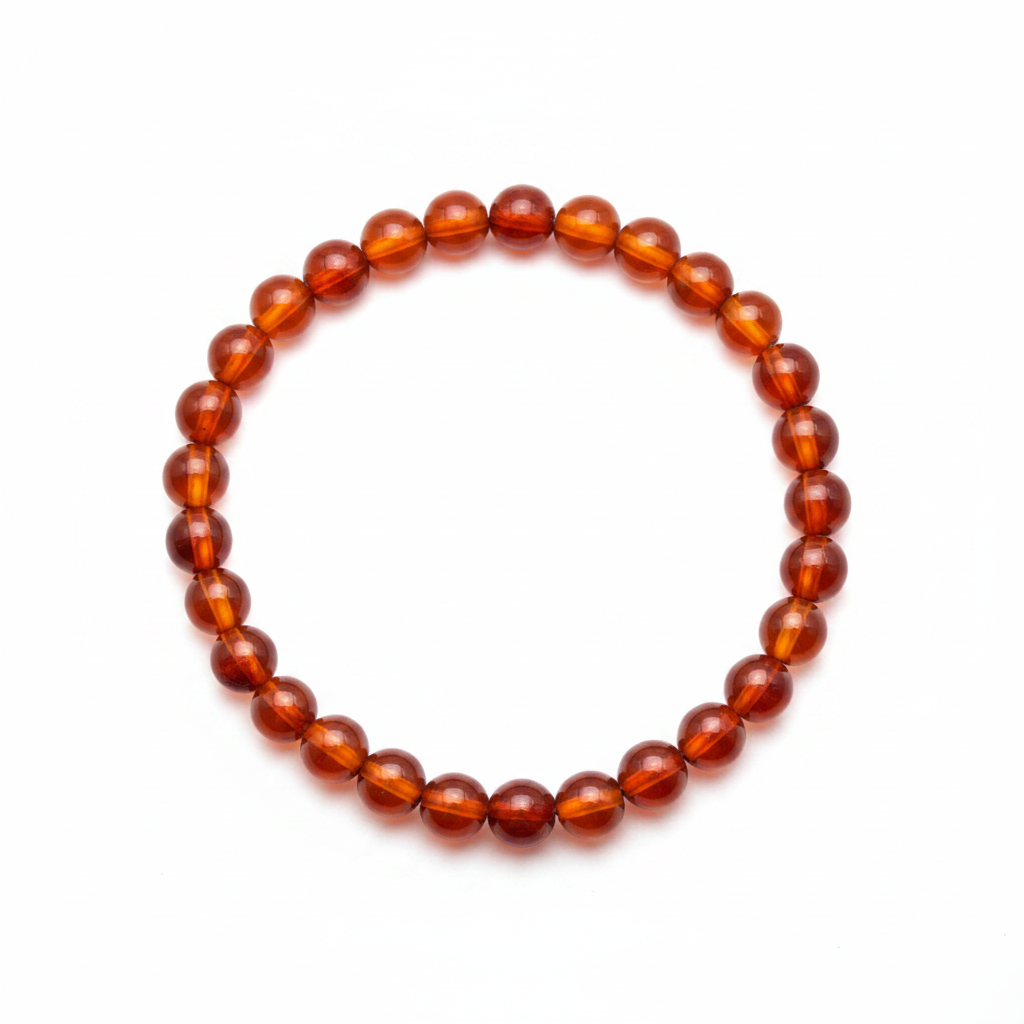 Pulsera Cornalina 6mm — naranja-rojo natural