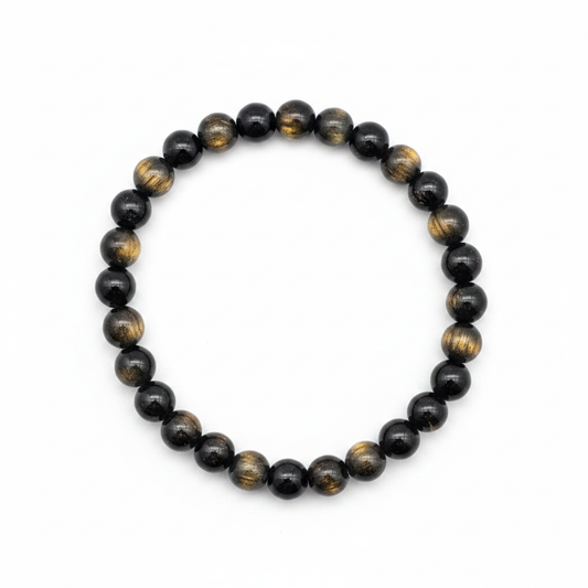 Pulsera Obsidiana Dorada 6mm