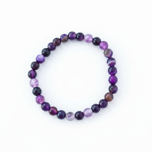Pulsera Ágata Violeta 6mm — tonos violetas naturales