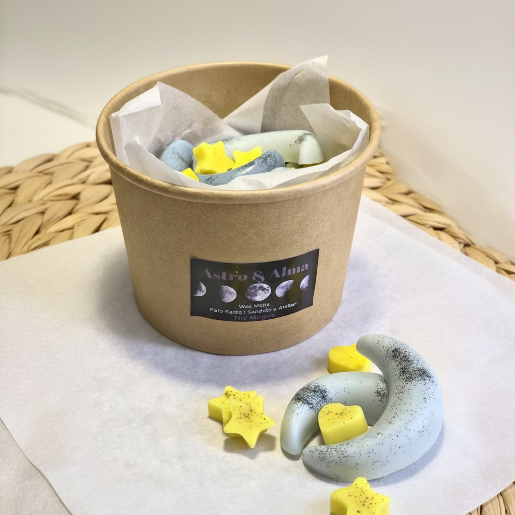 Wax Astro & Alma — Pack wax melts artesanales de soja con Palo Santo y Sándalo & Ámbar