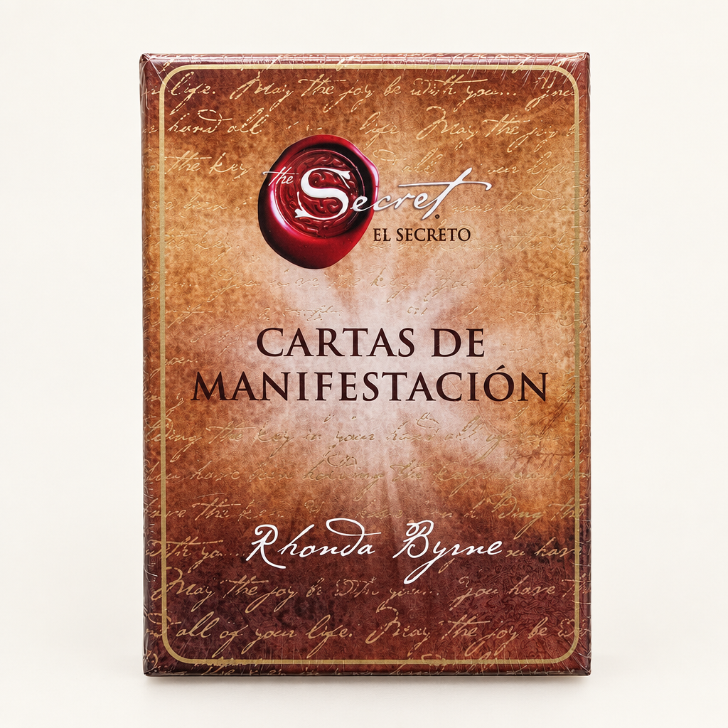 Caja de Cartas de Manifestación de Rhonda Byrne sobre fondo claro