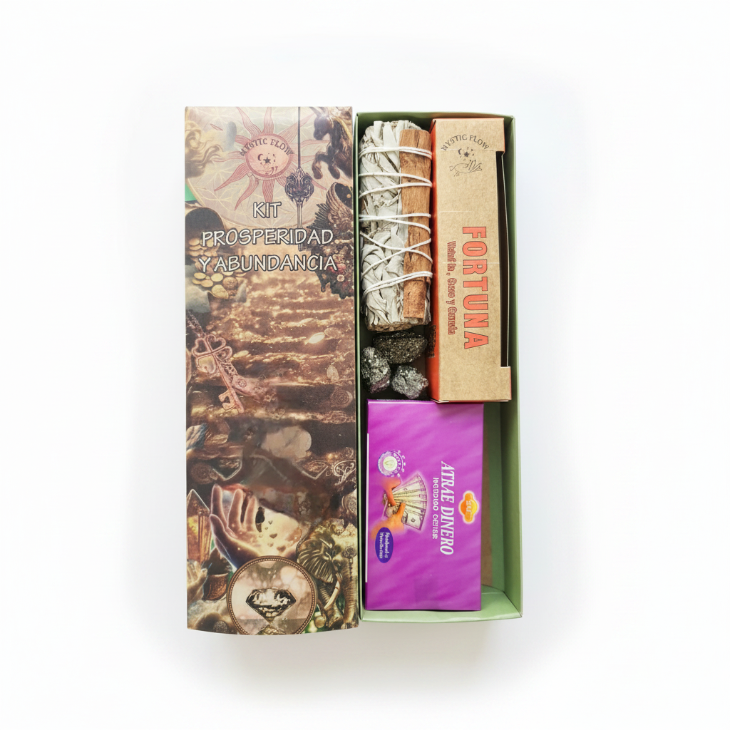 Kit Prosperidad y Abundancia con piritas, salvia con canela, conos atrae dinero y bombas de la fortuna