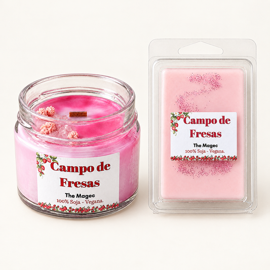 Pack Campo de Fresas · Vela + Wax