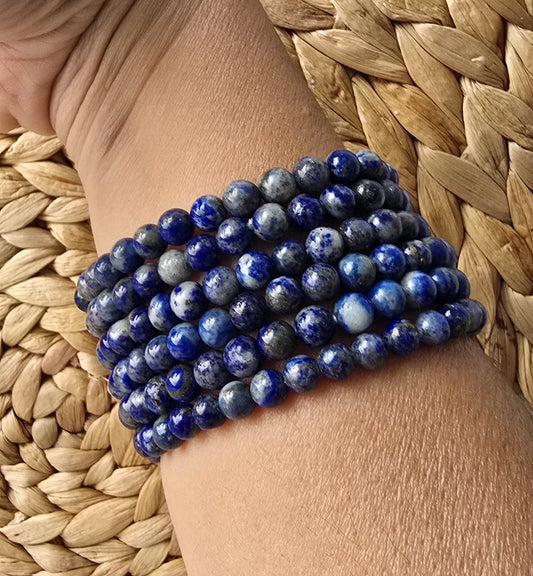 Pulsera Lapislázuli 6mm - cuentas de mineral natural